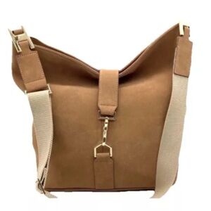 India Hicks Edwina Hobo Shoulder Bag Tan Suede New w/out tags